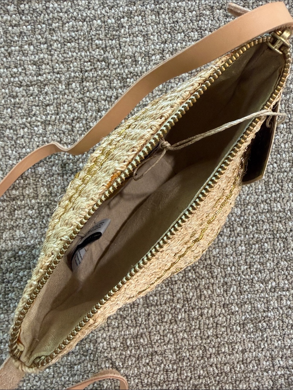 Flora Bella Tan & Gold Woven Crossbody Bag - Picture 4 of 4